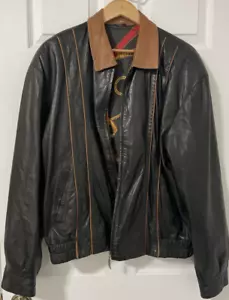 VTG Maus & Hoffman Men Genuine Leather Jacket 2 Tone Brown Leather Size 44 READ - Picture 1 of 11