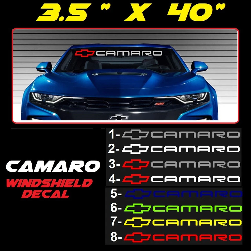 CAMARO z28 Chevrolet, 40" LONG Windshield Baner Sticker Logo Vinyl Decal - Image 1 of 4