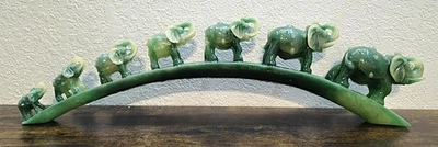 Figura De Colección Desfile De Elefantes en Puente Tallada Resina 20" - Sabiduría y Fuerza Foto 1 de 4