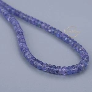 Natural AAA++ Blue Tanzanite Faceted Rondelle Shape Gemstone Beads Necklace 15" - Picture 1 of 8