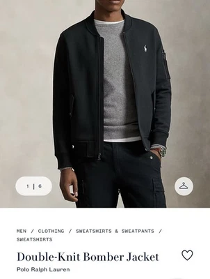 Chaqueta bomber de punto doble Polo Ralph Lauren para hombre. La talla es grande. Foto 1 de 4