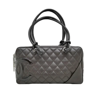 Bolso de Bowling Chanel Línea Cambon Mano Marrón Piel de Cordero Plateado Herrajes 886265 Foto 1 de 4