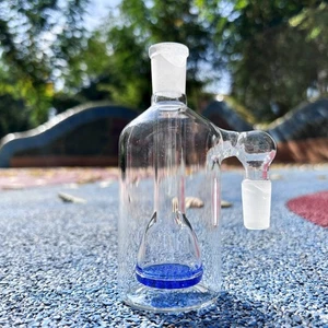 Thick 14mm 90° Glass Ash Catcher Blue Honeycomb Smoking Water Pipe Bong Bubbler - Picture 1 of 6