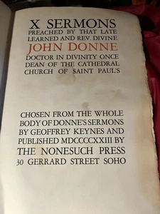 X Predigten gepredigt von jenem Spätgelernten und Rev. Divine John Donne NONESUCH 1923 - Bild 1 von 10
