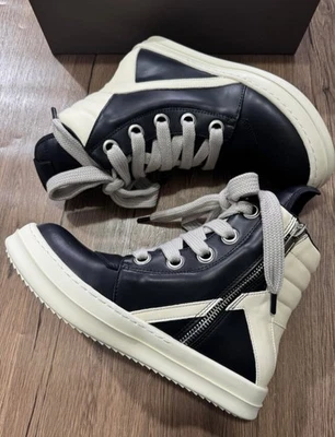 Rick Owen’s Black Geobasket Leather High-Top  Size US 10 - Image 1 of 4