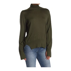 Suéter para mujer Boon The Shop 100 % lana cuello alto talla XS verde clásico dobladillo dividido - Imagen 1 de 11