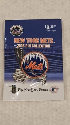 Vtg New York Mets World Series Bats Souvenir Pin 2005 New York Times New Sealed - Image 1 of 2