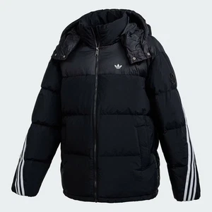 Adidas Original Mens 3 STRIPE PUFFER DOWN JACKET KV2691 BLACK S-2XL ASIAN FIT - Picture 1 of 5