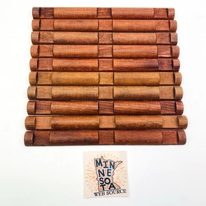 10 Vtg Lincoln Log Red Oak Color 3 Notch Half Round Flat 7.5" Base Wood Parts - Picture 1 of 5