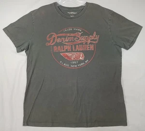 Vintage Denim & Supply Ralph Lauren Shirt Mens Large Black Graphic Tee T-Shirt - Picture 1 of 7