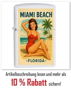 ZIPPO PinUp Collection - Miami Beach - Benzin Feuerzeug Weiß - Bild 1 von 2