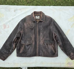 Vintage 80's Premium Gap Genuine Leather Jacket Quilted Lining Mens Sz XL 52x27 - Picture 1 of 24
