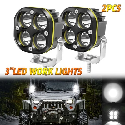 Par de luzes de trabalho LED 3" barras pods cubo de direção lâmpadas de neblina para Ford Bronco F-150 - Imagem 1 de 4