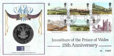 1994 25th Anniv of Investiture of the Prince of Wales Royal Mint Coin Cover - Image 1 of 2