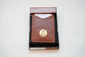 NWT - Shinnecock Hills GolF ~ Palm West Brown Leather Wallet Money Clip - Picture 1 of 3