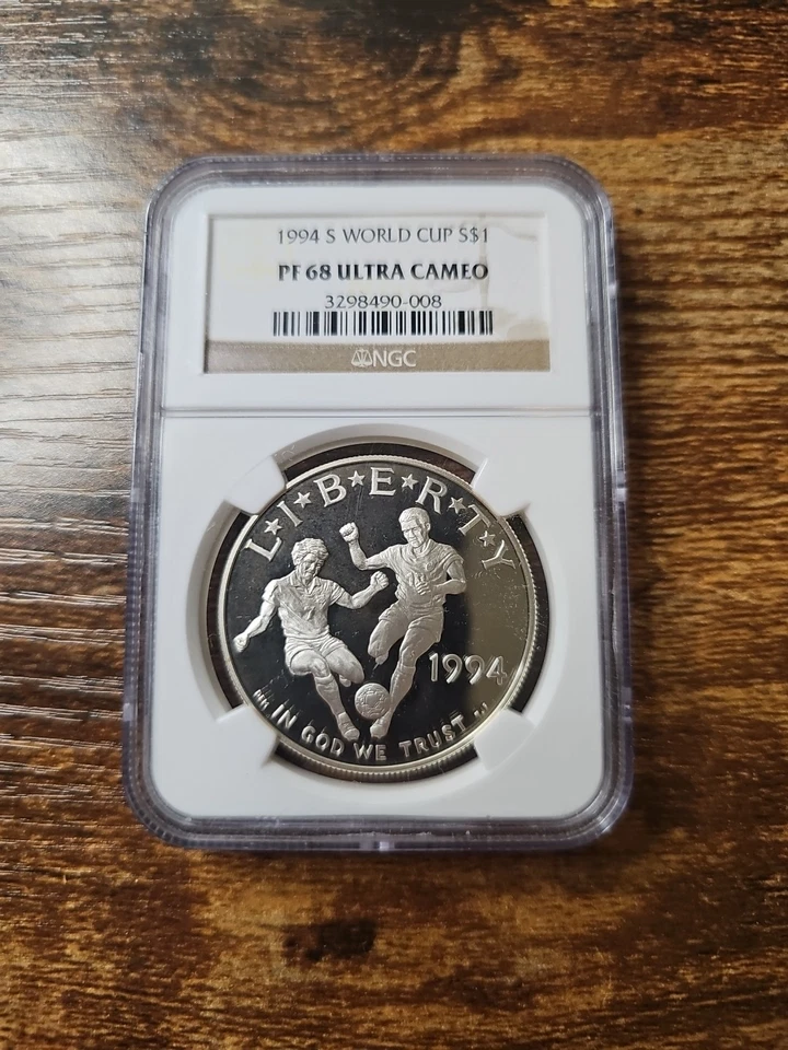 1994-S $1 Silver NGC PF68 Ultra Cameo World Cup Dollar 90% Coin 3298490-008 - Image 1 of 4