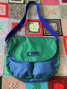 Vintage 90er Samsonite Sammies Schultertasche grün blau gestreift Taschen Tasche - Bild 1 von 18