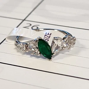 Ring Bomb Party RBP5933 Emerald Quartz Green Size 9 Rhodium - Picture 1 of 6