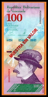 Venezuela UNC Notes 100 Bolivares 2018 Specimen (Banknote) - Image 1 of 2