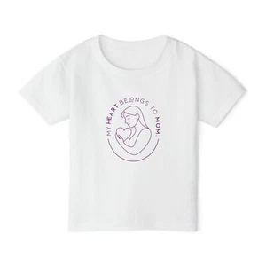 Toddler T-shirt with "My Heart Belongs to Mom" Design, Cute Baby Tee, Mother's - Picture 1 of 4