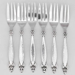 6-Pers. / 15 cm - Wilkens 'Schloß Kronborg' Silber 800 Kuchengabel Hammerschlag - Bild 1 von 3