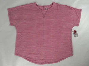 BCG Plus Womens V-Neck 2X Pink Heather Short Sleeve Blouse Plus Size - Picture 1 of 7