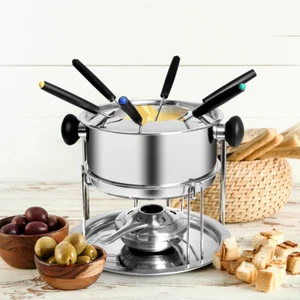 Toque Classic Fondue Set 12pcs Stainless Steel Cheese Chocolate Dipping 6 Forks - Picture 1 of 10