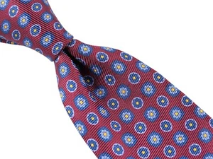 Corbata de seda Altea Milano Hecha en ITALIA Borgoña Tejida Azul Limpio Foulard Floret - Imagen 1 de 5