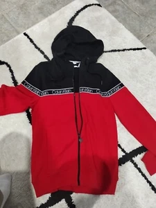 Calvin Klein Zip Up Hoodie Red And Black Size Small - Picture 1 of 3