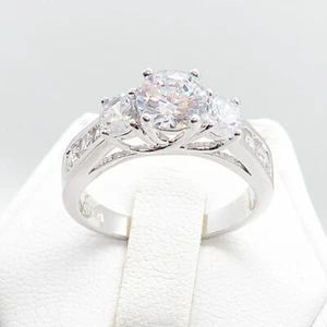 Anillo de compromiso de boda circonita cúbica chapado en oro amarillo blanco joyería de moda para mujer R4033 - Imagen 1 de 9