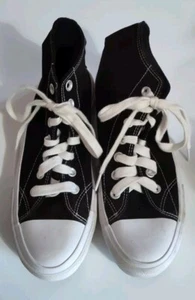NOBO Black & White Canvas High Top Lace Up Athletic Sneaker Shoes Mens 8.5 US - Picture 1 of 7