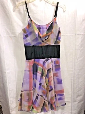 Johnny Martin Purple Women's Size: 5 Black/Orange Spaghetti Cowl Strap Dress - Изображение 1 из 4