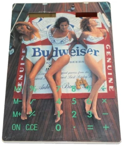 Vintage Budweiser Bud Girls in Bikinis Sexy Calculator Rare Pin up Solar 1990's - Bild 1 von 6