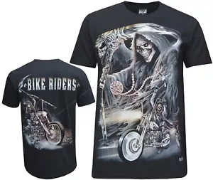 Camicia Grim Reaper Ghost Biker Riders Glow In Scuro Ascia Teschio 100% Cotone M-3XL - Foto 1 di 3