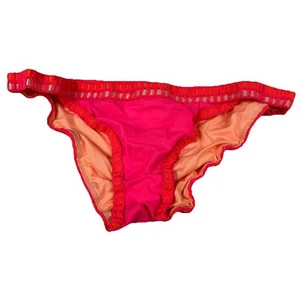 Y2K Victorias Secret Size Small Cheeky Bikini Bottoms Pink Orange #1478 - Picture 1 of 7