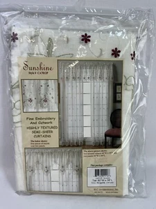 Today's Curtain CA7012P "Sunshine" Ecru & Burgundy Size 60"Wx36"L TIER - Picture 1 of 5