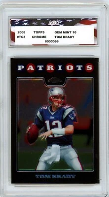 2008 Topps Chrome #TC3 Tom Brady AGC 10 Gem Mint New England Patriots - Image 1 of 2