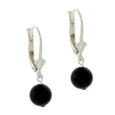925 Silver Genuine Onyx Leverback Earrings - Image 1 of 2