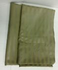 2 Green Striped Panels Drapes Window Curtains Pole Top 64X41 Used