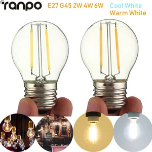 Vintage G45 LED Filament Bulb Globe Bulb E27 2W 4W 6W Energy Saving Light RC733 - Picture 1 of 12