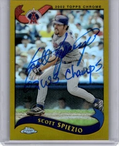 2002 Topps cromado oro refractors Scott Spiezio coche Anaheim Angels #447 Beckett - Imagen 1 de 2