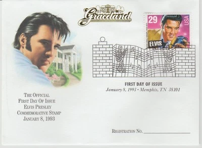 ELVIS PRESLEY GRACELAND PRIMER DÍA CUBIERTA CON SELLO 1993 JAN MEMPHIS NUEVO ORIGINAL Foto 1 de 4
