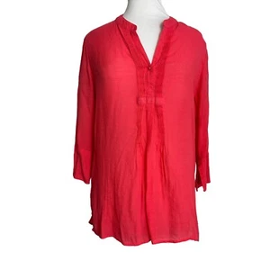Counterparts Womens Size Small Pink Coral Tunic Pullover 3/4 Sleeves Pintuck - Picture 1 of 7