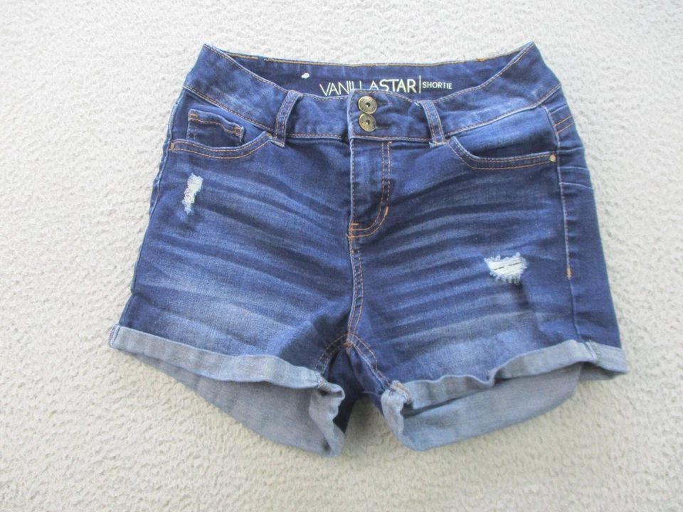 Blue Jeans Denim Shorts Womens JR 3 Stretch Shorite Stretch Cuffed Summer Blue - Image 1 of 4