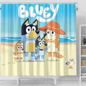 Cartoon Gift Idea, Funny Bluey Printed Shower Curtain or Bathroom Sets. - Picture 1 of 5