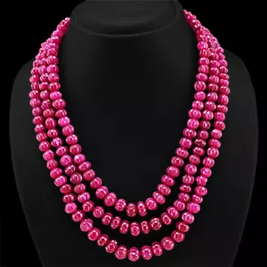 EXCEPCIONAL COLLAR DE CUENTAS DE RUBÍ ROJO DE 3 LÍNEAS EXTRAÍDAS DE TIERRA 722.00 CTS DE CALIDAD SUPERIOR - Imagen 1 de 3