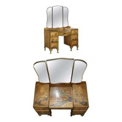 EXQUISITE CHINESE EXPORT CHINOISERIE WALNUT DRESSING TABLE PART OF A SUITE - Image 1 of 4