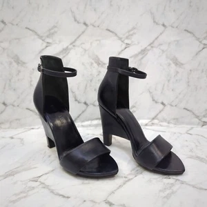 Sass & Bide Ankle Strap Wedge Heels Womens 36 AU 6 Navy Black Leather Edgy Chic - Picture 1 of 20