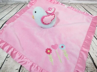 Circo pink blue bird baby Security Blanket flowers satin lovey - Image 1 of 4