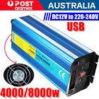 4000w 8000w Power Inverter Pure Sine Wave Converter 12v To Ac 240v Car Van Trip
